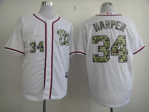 Nationals #34 Bryce Harper White USMC Cool Base Stitched MLB Jersey - Click Image to Close